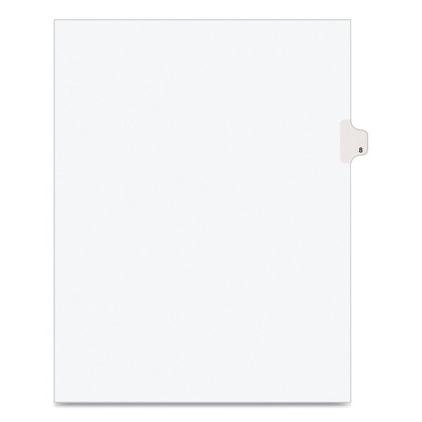 Avery Dennison Numerical Index Tab 8-1/2 x 11", #8, White, PK25 11918